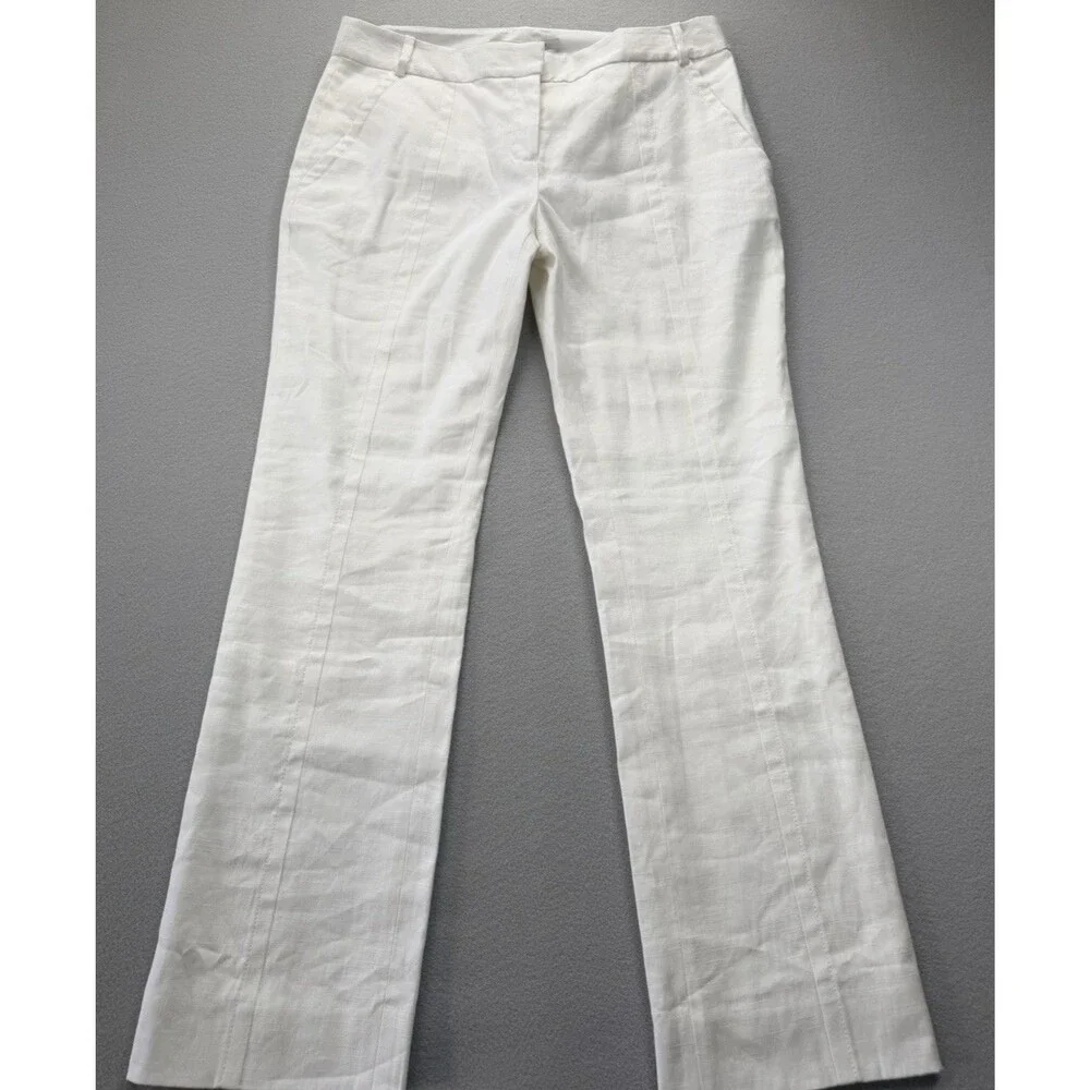 Diane Von Furstenberg Carissa Linen Blend White Bootcut Pants Women’s 8 NWT
